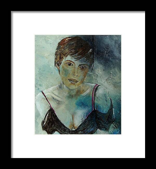 Girl Framed Print featuring the painting Beautiful face by Pol Ledent