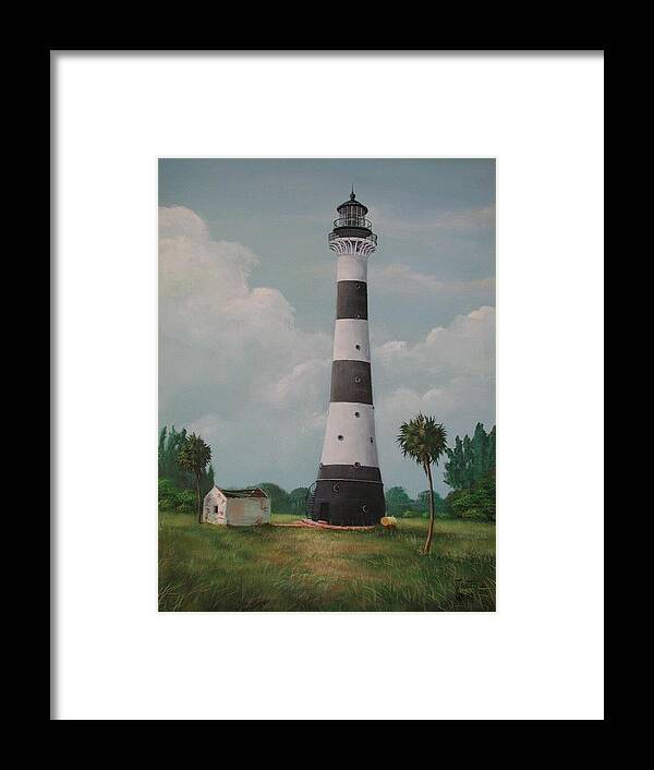 Lighthouse Framed Print featuring the painting Cape Canaveral Lighthouse Florida by Teresa Trotter