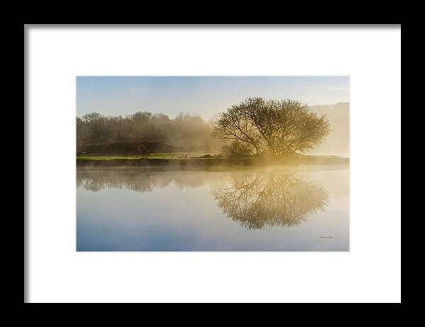 Sunrise Framed Print featuring the photograph Beautiful Misty River Sunrise by Christina Rollo