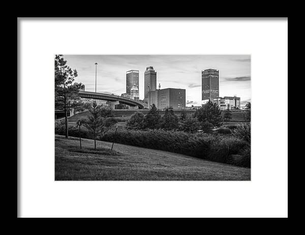 Tulsa Framed Print featuring the photograph Beautiful Tulsa Oklahoma Black and White - Central Park by Gregory Ballos