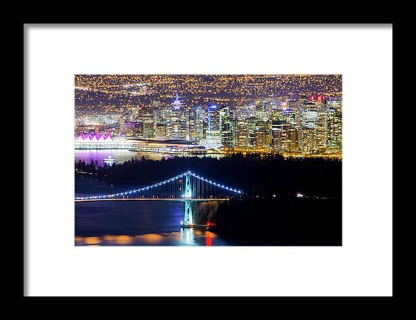 Vancouver Framed Print featuring the photograph Beautiful Vancouver at Night... by Jay Smith