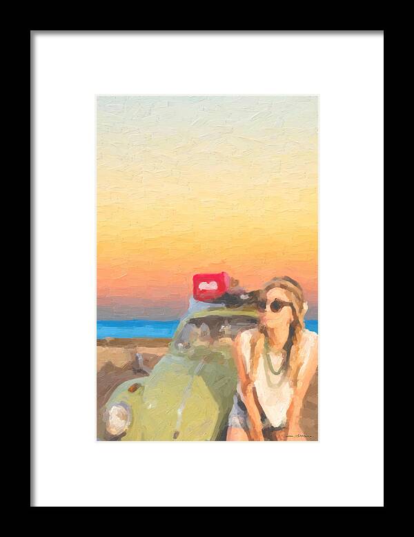 'hey Framed Print featuring the digital art Beauty and the Beetle - Road Trip No.2 by Serge Averbukh
