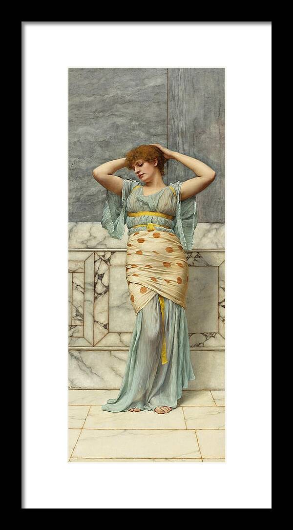 John William Godward Framed Print featuring the painting Beauty in a Marble Room by John William Godward