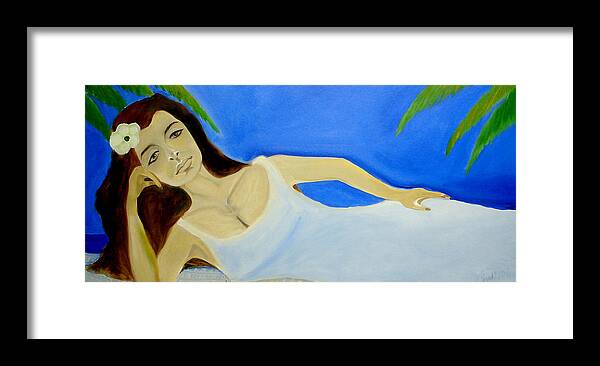 Tropical Woman Framed Print featuring the digital art Beauty On The Beach by Saad Hasnain