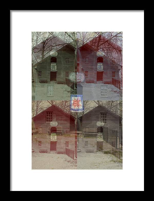 Becks-mill Framed Print featuring the mixed media Becks Mill Collage by Stacie Siemsen