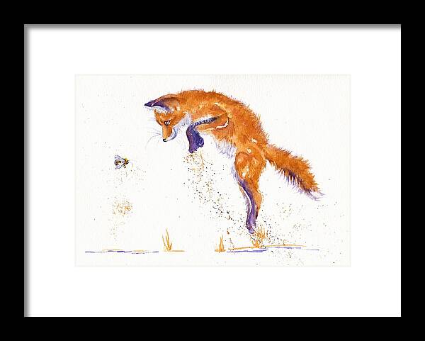 Fox Framed Print featuring the painting Bee Innocent by Debra Hall