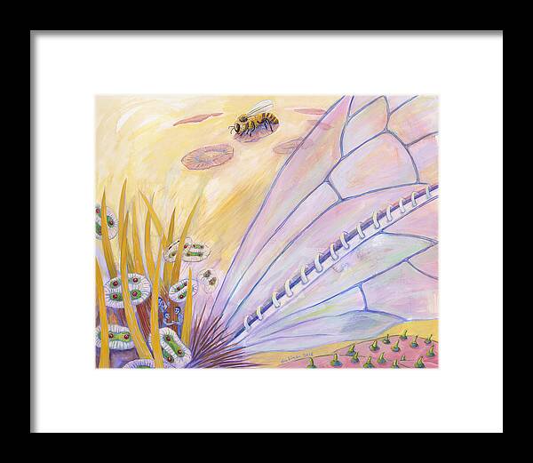 Bee's Wings Framed Print featuring the painting Bee's Wings by Shoshanah Dubiner
