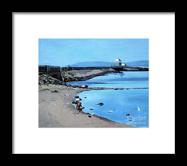 Castle Island Framed Print featuring the painting Before the Fog at Castle Island by Deb Putnam