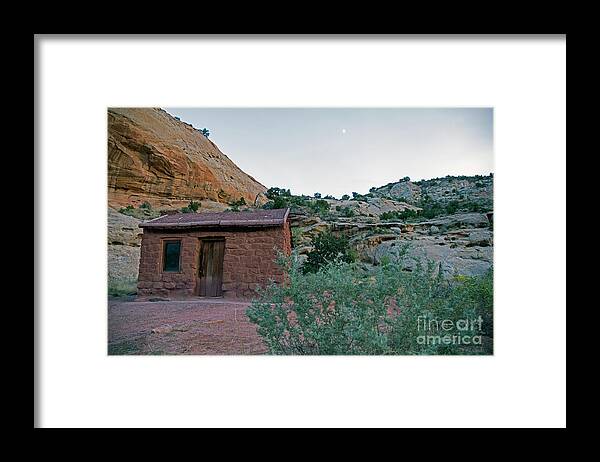 Behunin Framed Print featuring the photograph Behunin Cabin Capital Reef by Cindy Murphy - NightVisions