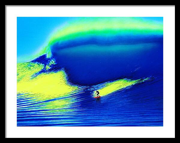 Surfing Framed Print featuring the painting Belharra France 2003 by John Kaelin