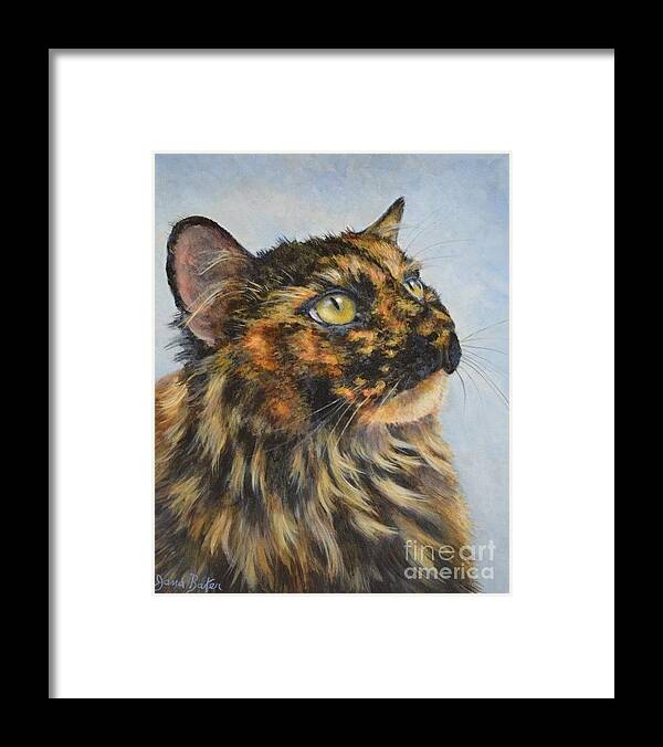 Calico Cat Framed Print featuring the painting Bella by Jana Baker