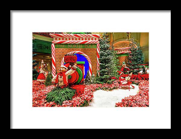 Bellagio Christmas Tree Framed Print featuring the photograph Bellagio Christmas Train North Pole Decorations 2017 by Aloha Art