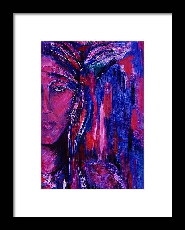 Portraits Women Framed Print featuring the painting beloved Nanye by Dawn Caravetta Fisher