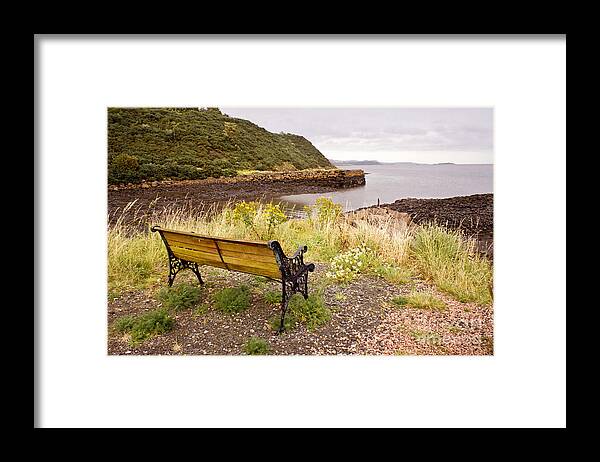 Bench Framed Print featuring the photograph Bench at the bay by Elena Perelman