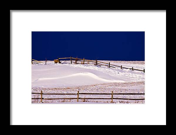 Bench Framed Print featuring the photograph Bench On A Winter Hill by Don Nieman