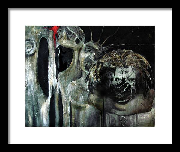 African American Framed Print featuring the mixed media Beneath the Mask by Cora Marshall