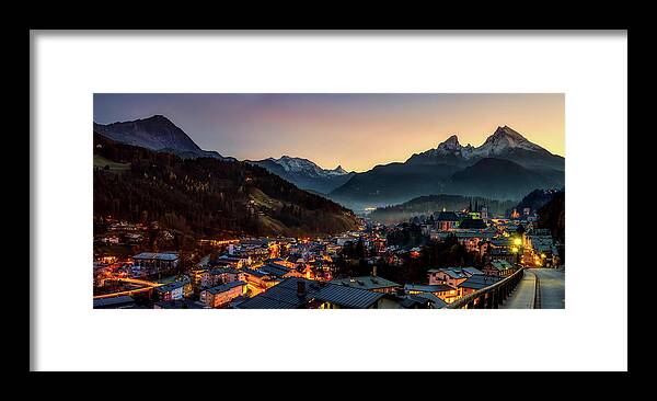Berchtesgaden Framed Print featuring the photograph Berchtesgaden Lights by Mountain Dreams