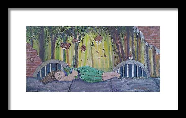 Human Trafficking Framed Print featuring the painting Bereft of Solace by Rod B Rainey