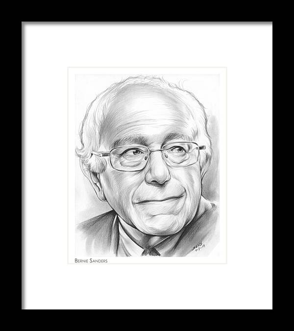 Bernie Sanders Framed Print featuring the drawing Bernie Sanders by Greg Joens