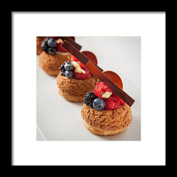 Juansilvaphotosbachour Framed Print featuring the photograph Berries And Cream Choux By The Famous by Juan Silva