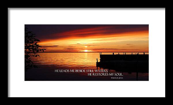 Sunset Framed Print featuring the photograph Beside Still Waters by David T Wilkinson