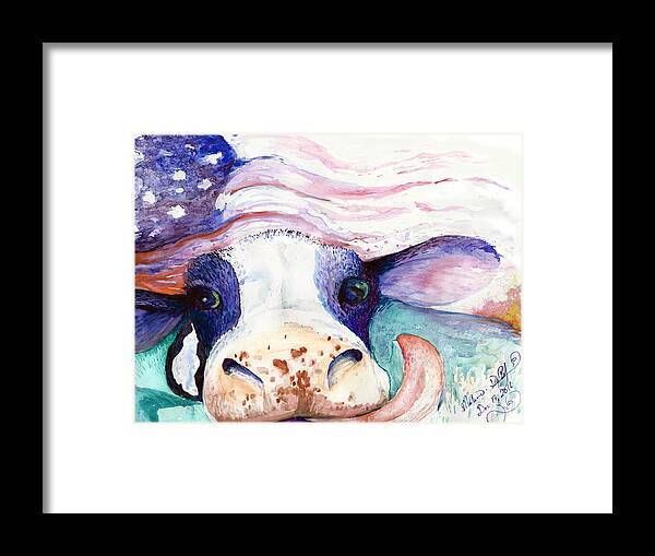 Cow Framed Print featuring the painting Bessie by Melinda Dare Benfield