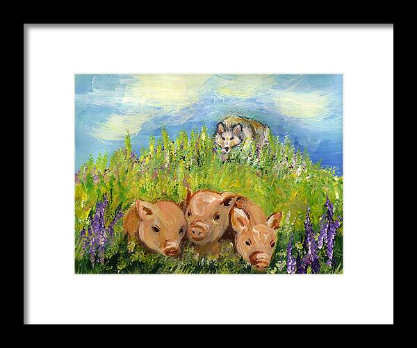 Pig Framed Print featuring the painting Best Friends by Karen Ferrand Carroll