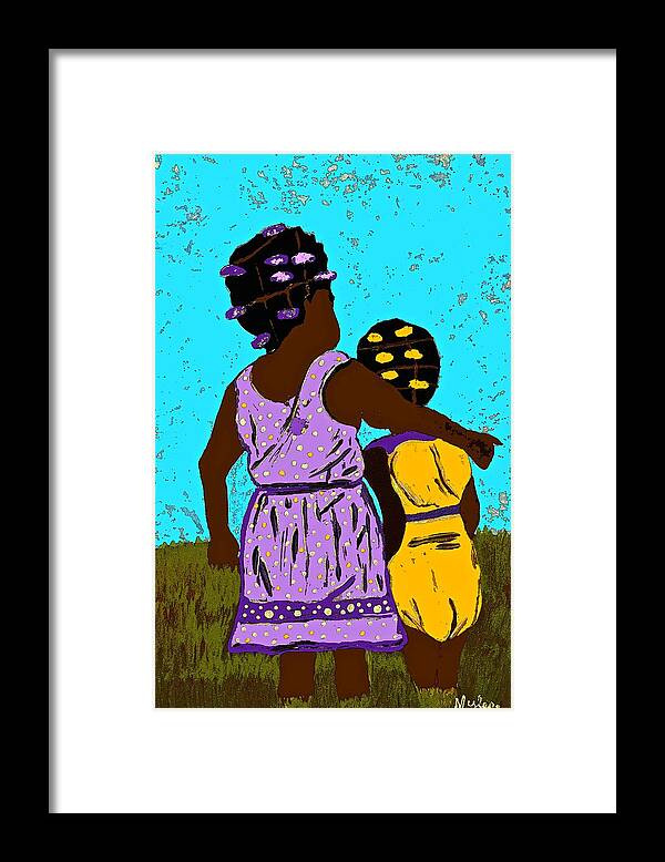 Girls Framed Print featuring the painting Best Friends by Saundra Myles