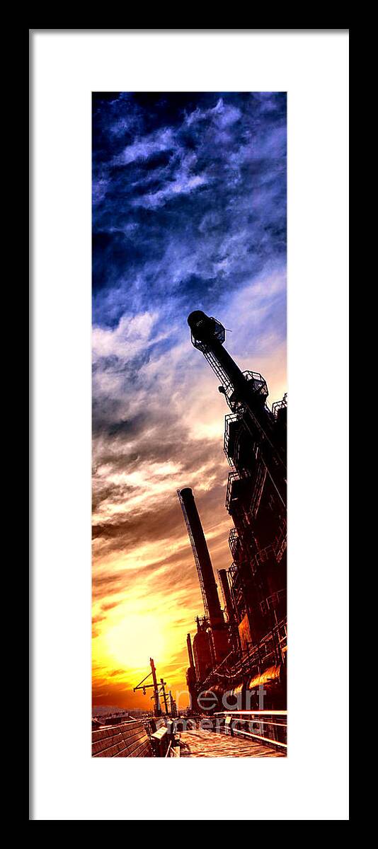 Sunset Framed Print featuring the photograph Bethlehem Steel Glory by Olivier Le Queinec
