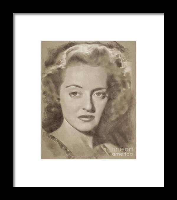 Hollywood Framed Print featuring the drawing Bette Davis, Hollywood Legend by John Springfield by Esoterica Art Agency