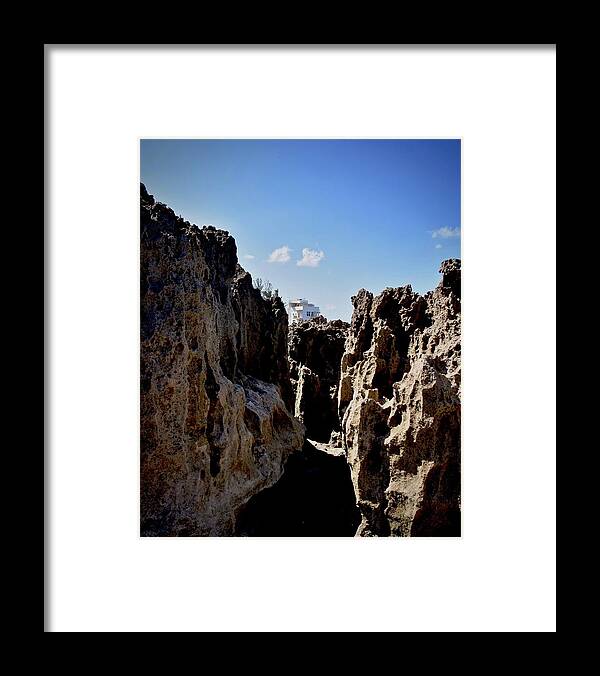 Rocks Framed Print featuring the photograph Between a Rock and a Hard Place by Carol Bradley