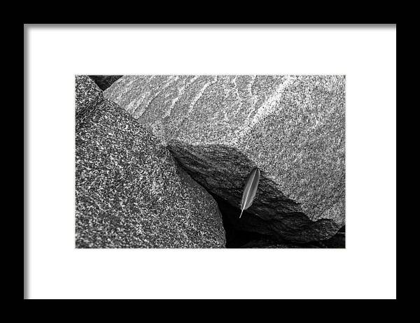 Black And White Framed Print featuring the photograph Between A Rock by Frank Winters