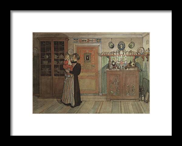 Carl Larsson Framed Print featuring the drawing Between Christmas and New Year. From A Home by Carl Larsson