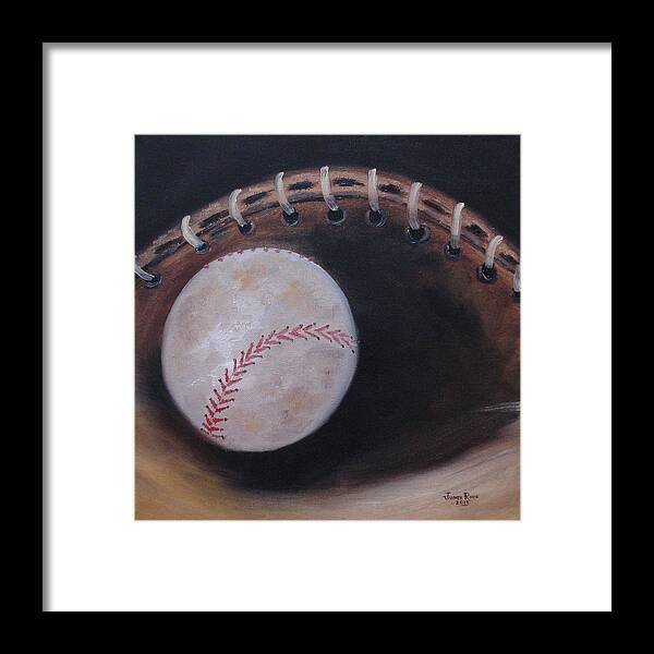 Baseball Framed Print featuring the painting Between Innings by Judith Rhue
