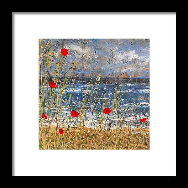 Seascape Framed Print featuring the painting Between the crosses DETAIL by Angie Wright