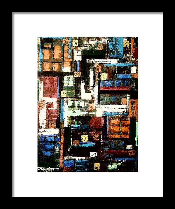 Abstract Art Framed Print featuring the painting Between the lines by Ray Khalife