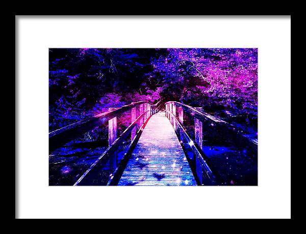 Fantasy Framed Print featuring the mixed media Beware of the Bridge at Night by Stacie Siemsen