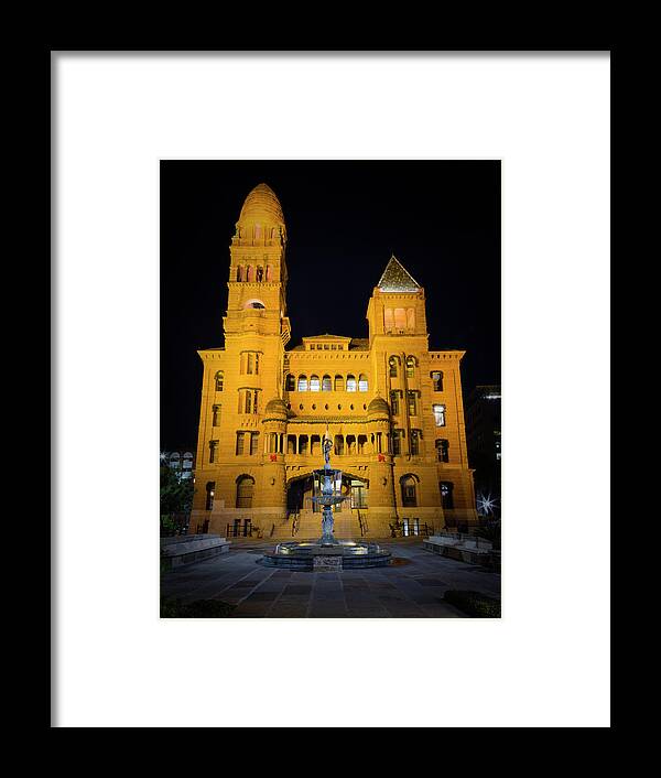 Bexar County Framed Print featuring the photograph Bexar County Courthouse Illumination by Stephen Stookey