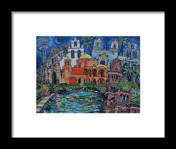 San Antonio Missions Framed Print featuring the painting Bexar County Missions by Patti Schermerhorn