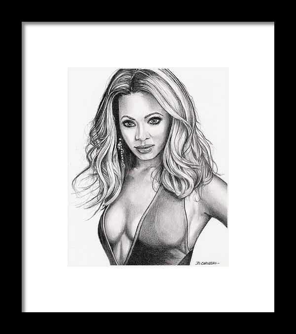 Portraits Framed Print featuring the drawing Beyonce by Daniel Carvalho