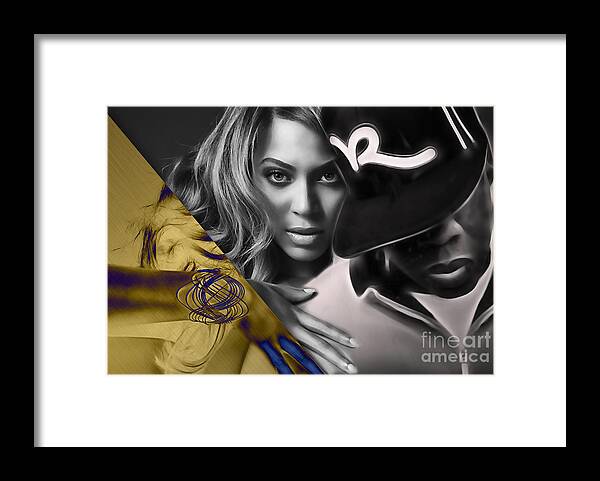 Beyonce Framed Print featuring the mixed media Beyonce Jay Z Collection by Marvin Blaine