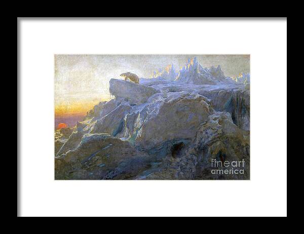 Briton Riviere - Beyond Man's Footsteps. Bear Framed Print featuring the painting Beyond Man Footstep by MotionAge Designs