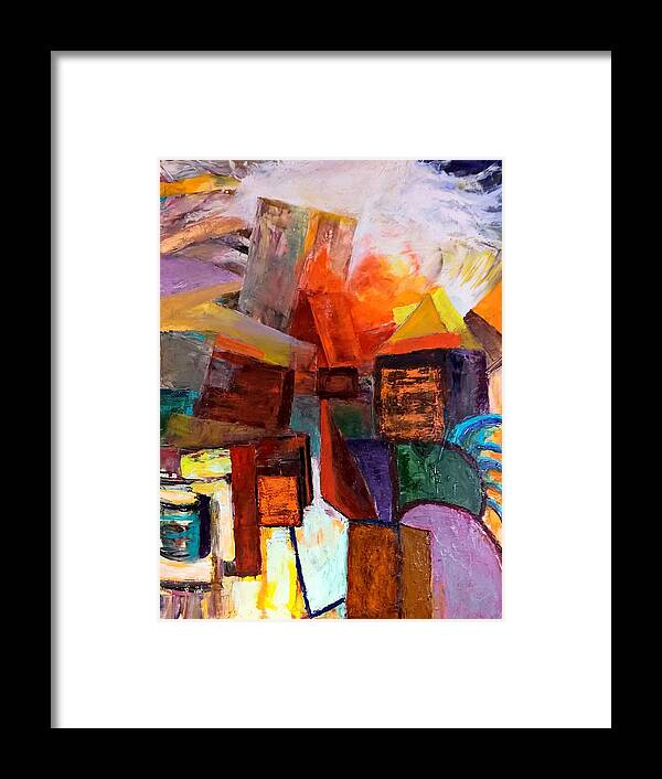 Abstract Framed Print featuring the painting Beyond by Nicolas Bouteneff