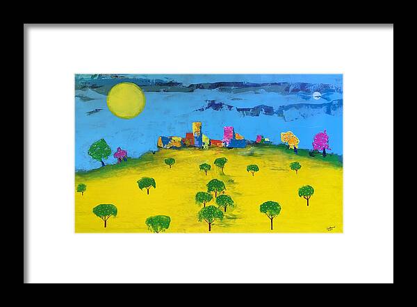 Lemons Framed Print featuring the painting Beyond the Lemon Grove by Lew Hagood