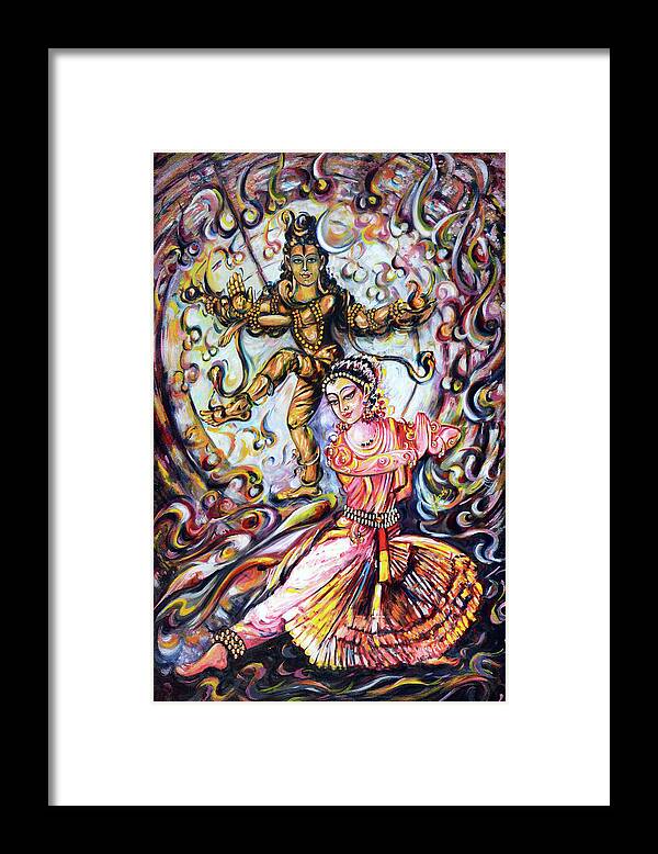 Bharatnatyam Framed Print featuring the painting Bharatnatyam Dancer by Harsh Malik