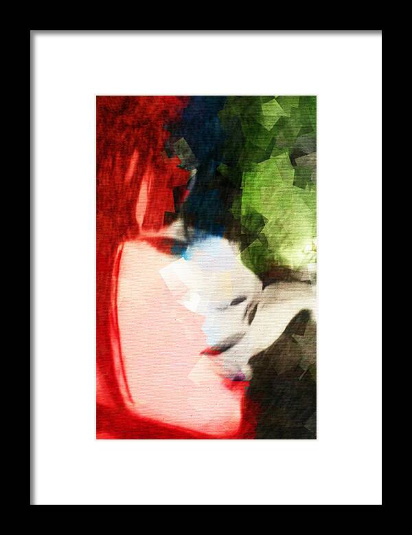 Smoke Framed Print featuring the digital art Bicolor Smoking Woman by Andrea Barbieri