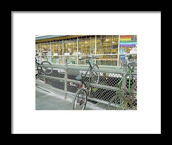 Bicycle Rack Framed Print featuring the photograph Bicycle Rack by Linda Carruth