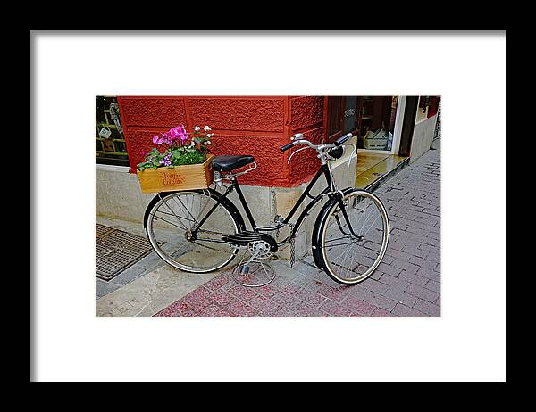 Bicycle Framed Print featuring the photograph Bicycle With Flowers In Palma Majorca Spain by Rick Rosenshein
