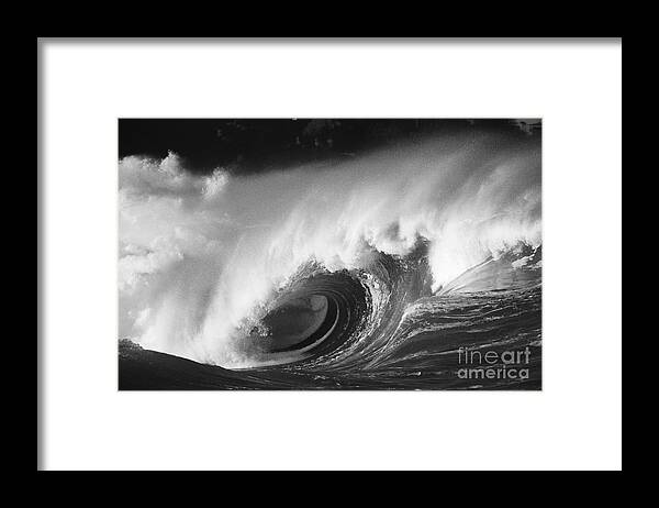 Art Medium Framed Print featuring the photograph Big Breaking Wave - BW by Vince Cavataio - Printscapes