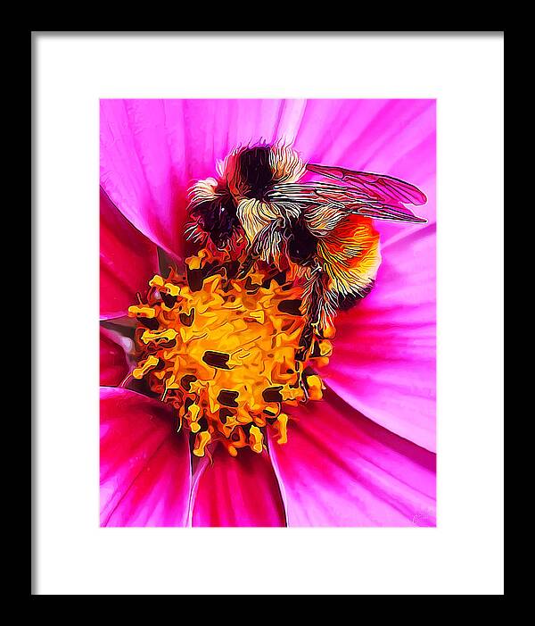 Nature Framed Print featuring the digital art Big Bumble on Pink by ABeautifulSky Photography by Bill Caldwell